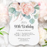 Pink and Beige Watercolor Floral 90th Birthday Invitation
