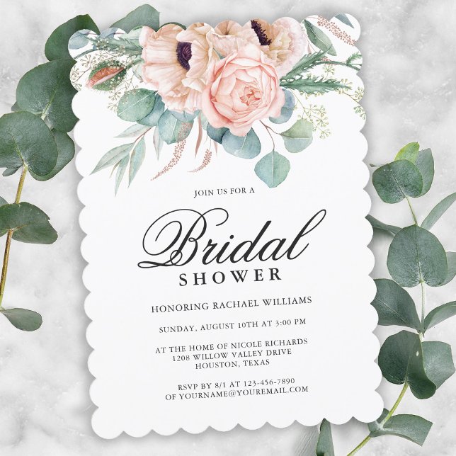 Pink and Beige Watercolor Floral Bridal Shower Invitation (Creator Uploaded)