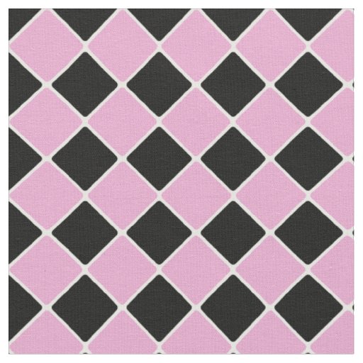 Pink and Black 1950's Diamond Tiles Fabric