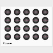 Pink and Black 1.5" Round Bat Mitzvah Sticker (Sheet)