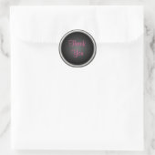 Pink and Black 1.5" Round Thank You Sticker (Bag)