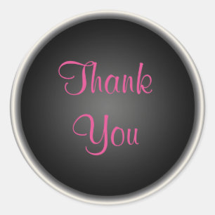 Pink and Black 1.5" Round Thank You Sticker