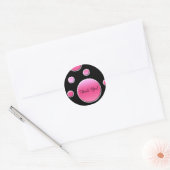 Pink and Black 1.5" Round Thank You Sticker (Envelope)