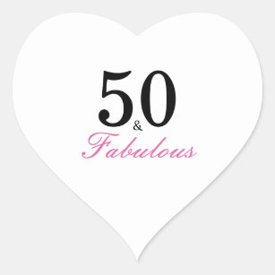 Pink and Black 50 and Fabulous Birthday Classic Ro Heart Sticker