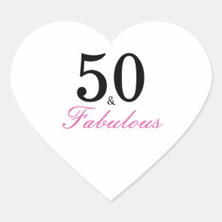 Pink and Black 50 and Fabulous Birthday Classic Ro Heart Sticker