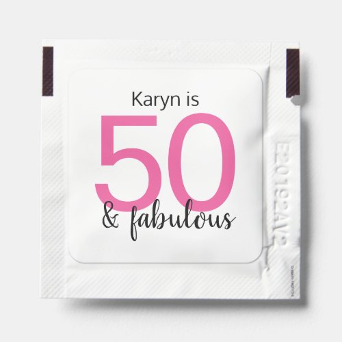 Pink and Black 50  Fabulous 50th Birthday Party  Hand Sanitizer Packet