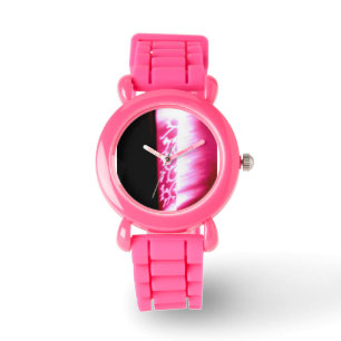 pink and black abstract design watch