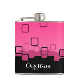 Pink and Black Abstract Flask