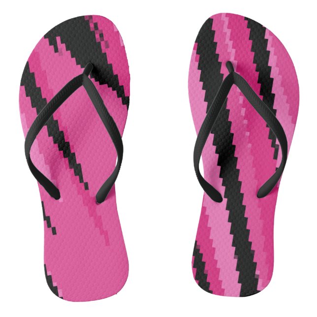 pink and black abstract flip flops (Footbed)