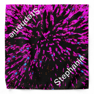 Pink and Black Abstract Floral Personalized Name Bandana