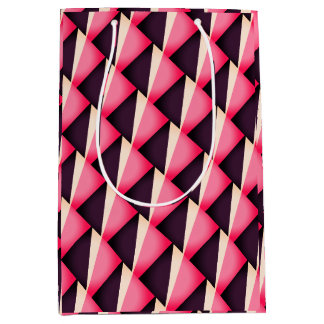 Pink and black abstract geometric pattern medium gift bag