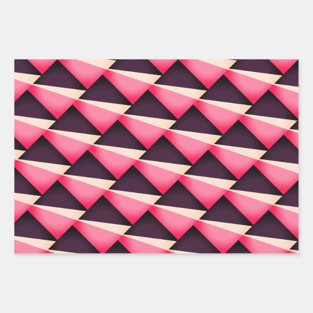 Pink and black abstract geometric pattern  wrapping paper sheets (Front)
