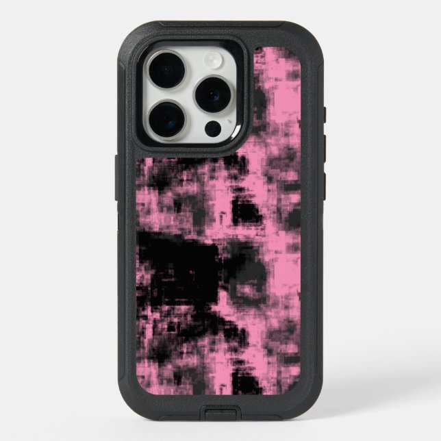 pink and black abstract iPhone 15 pro case (Back)