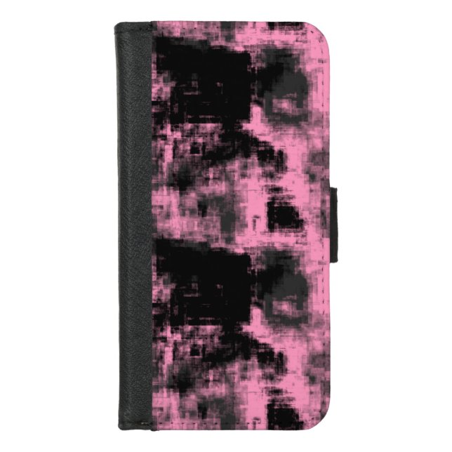 pink and black abstract iPhone wallet case (Front)