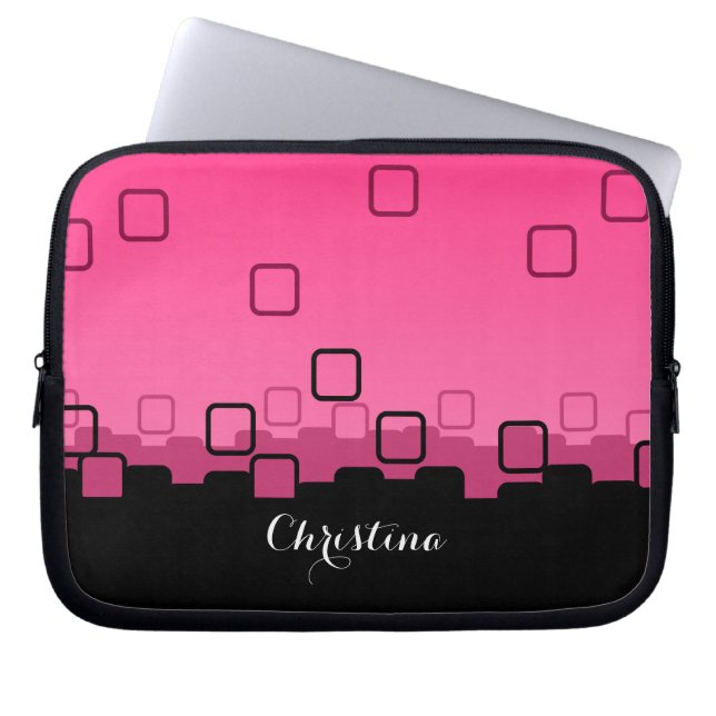 Pink and Black Abstract Laptop Sleeve (Front)