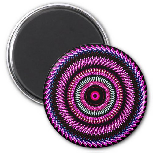  Pink and Black Abstract Pattern Fractal  Magnet