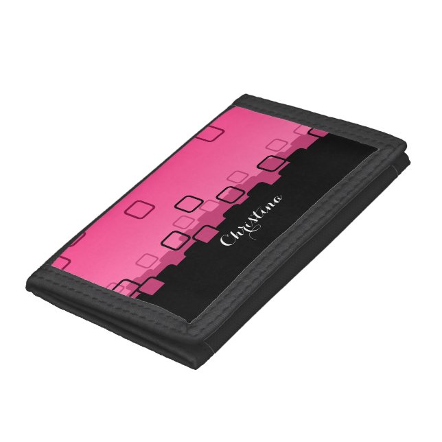 Pink and Black Abstract Tri-fold Wallet (Bottom)
