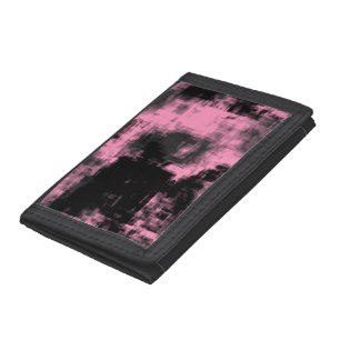 pink and black abstract trifold wallet