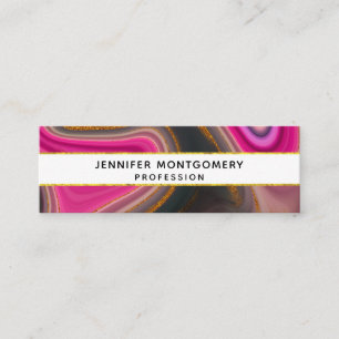  Pink and Black Abstract with Gold Swirls  Mini Business Card