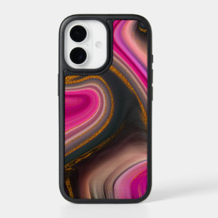Pink and Black Abstract with Gold Swirls  iPhone 17 Case