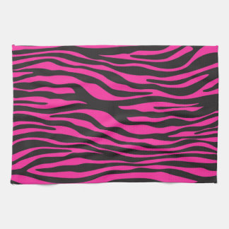 Pink and Black Abstract Zebra Stripes Kitchen Towel