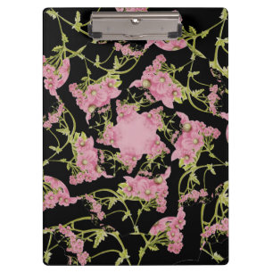 Pink and black Achillea fractal art Clipboard