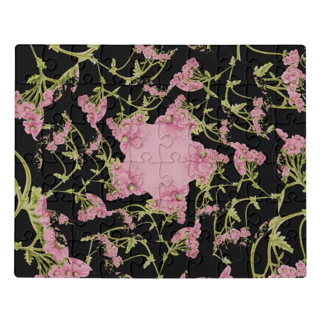 Pink and black Achillea fractal art Jigsaw Puzzle (Puzzle Horizontal)