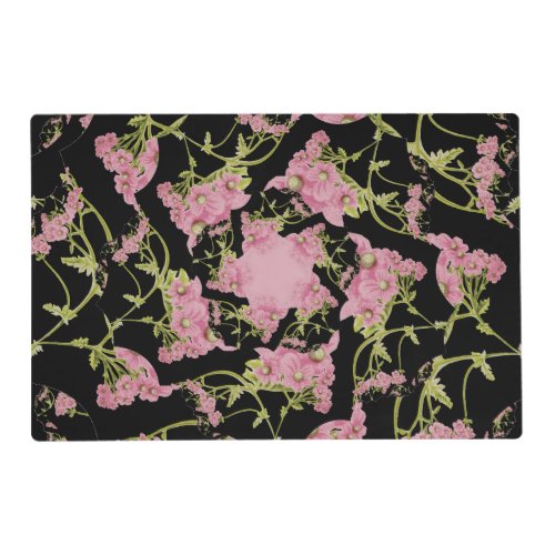 Pink and black Achillea fractal art Placemat