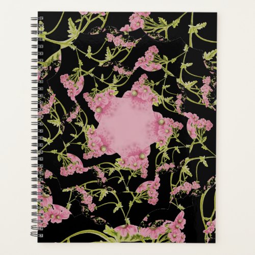 Pink and black Achillea fractal art Planner