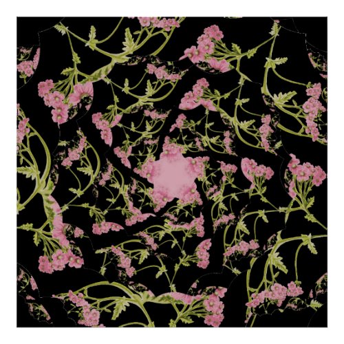 Pink and black Achillea fractal art Poster