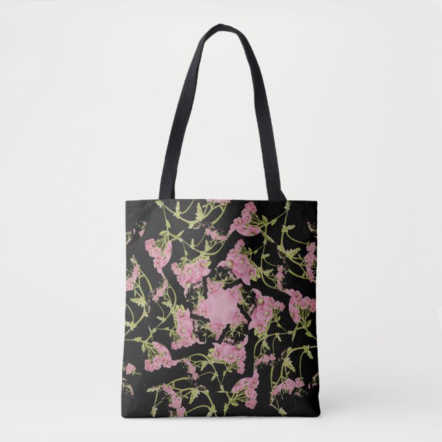 Pink and black Achillea fractal art Tote Bag (Front)