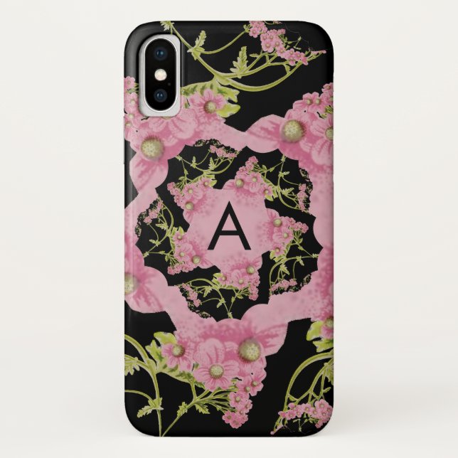 Pink and black Achillea Monogram Case-Mate iPhone Case (Back)