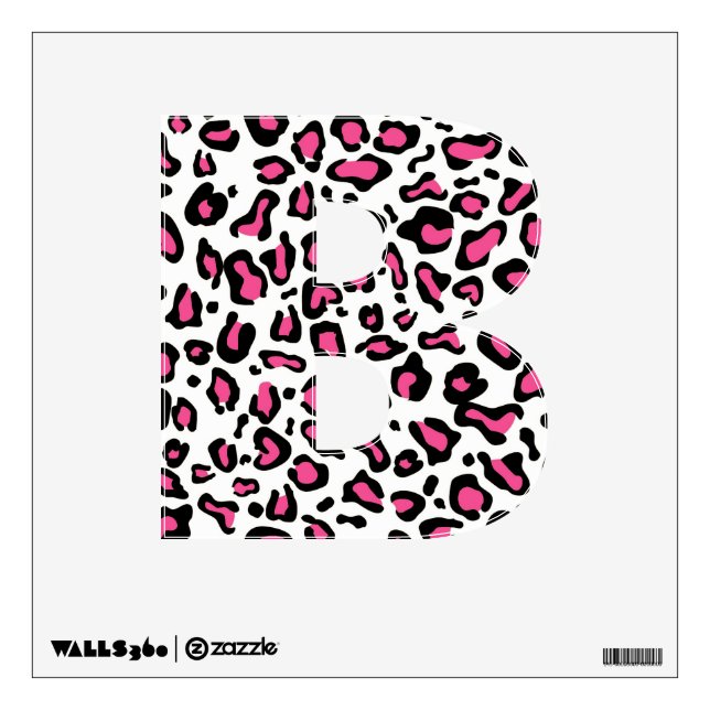 Pink and Black Animal print Initial Wall Decals (Front)