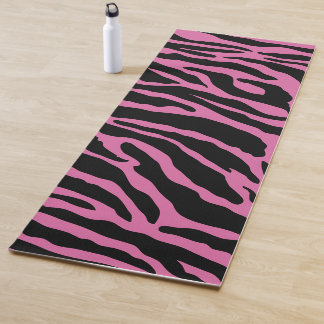 Pink and Black Animal Print Stripes Yoga Mat