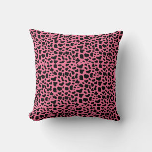 Pink and Black Animal Print Throw Pillow