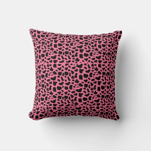 Pink and Black Animal Print Throw Throw Pillow