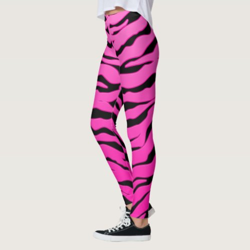 Pink And Black Animal Tigers Stripes Leggings