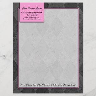 Pink and Black Argyle Letterhead