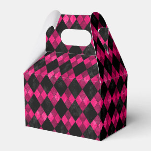 Pink and Black Argyle Party Favor Box