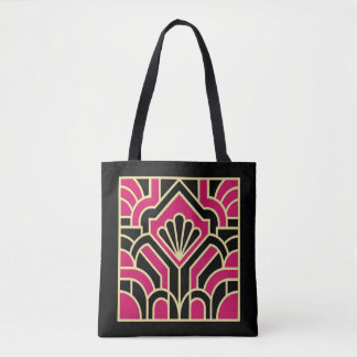 Pink and Black Art Deco Style Tote Bag