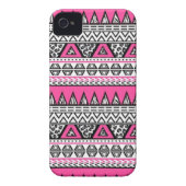 Pink and Black Aztec Print iPhone 4/4S Case (Back)