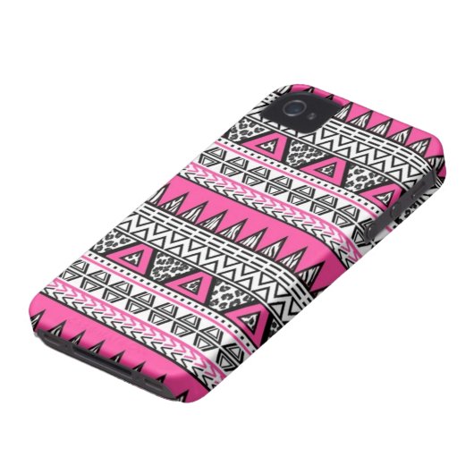 Pink and Black Aztec Print iPhone 4/4S Case (Bottom)