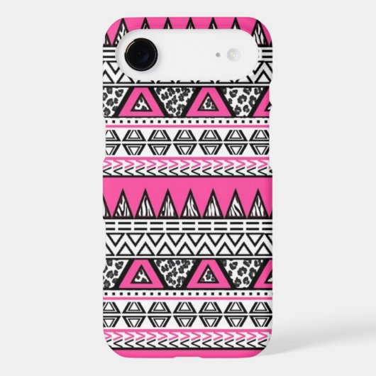 Pink and Black Aztec Print iPhone 4/4S Case (Back)