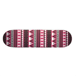 Pink and Black Aztec Tribal Pattern Design Skateboard Deck