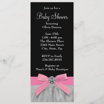 Pink And Black Baby Girl Shower Invitation by BabyCentral at Zazzle