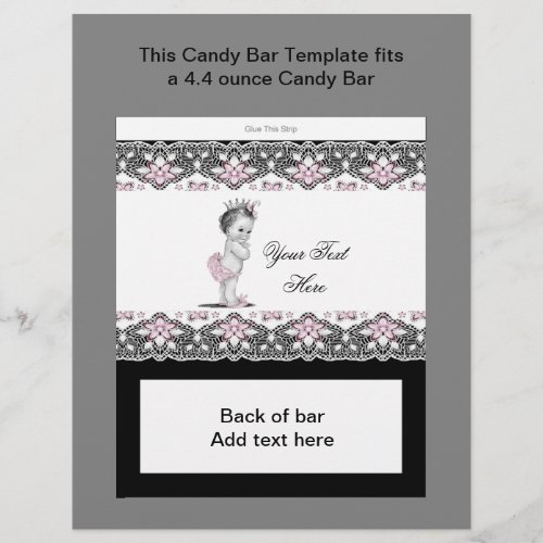 Pink and Black Baby Shower Candy Bar Wrapper