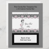 Pink and Black Baby Shower Candy Bar Wrapper (Front/Back)