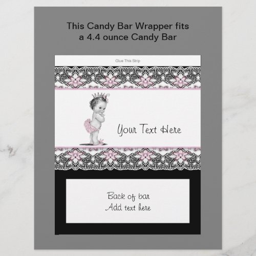 Pink and Black Baby Shower Candy Bar Wrapper