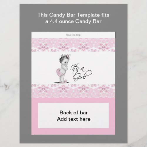 Pink and Black Baby Shower Candy Bar Wrapper