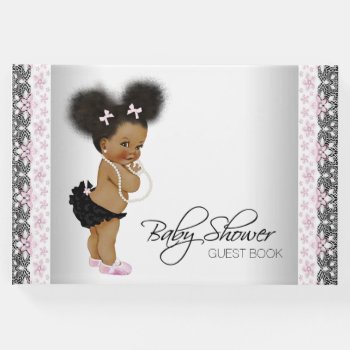 Pink And Black Baby Shower Guest Book Ethnic Girl by The_Vintage_Boutique at Zazzle